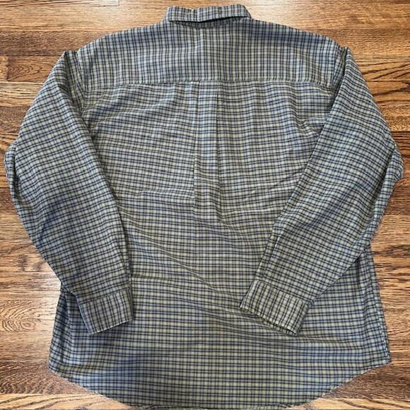 VTG LL Bean Long Sleeve Button Down Shirt Mens L Green Plaid Made in USA Outdoor - Picture 3 of 8